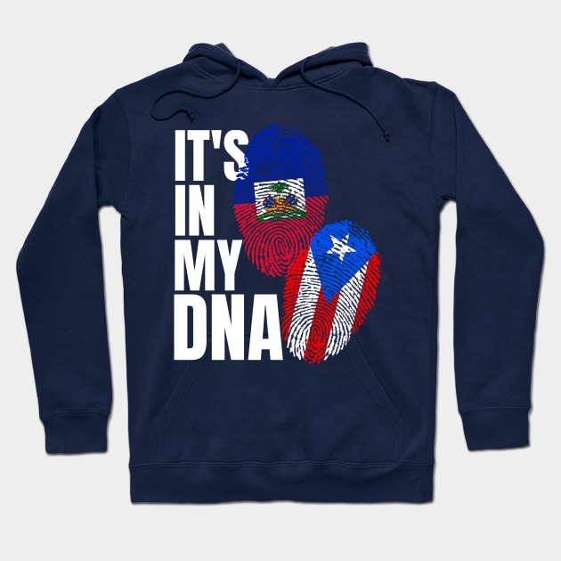 Haitian And Puerto Rican DNA Flag Heritage Gift Hoodie by Just Rep It!!